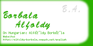 borbala alfoldy business card